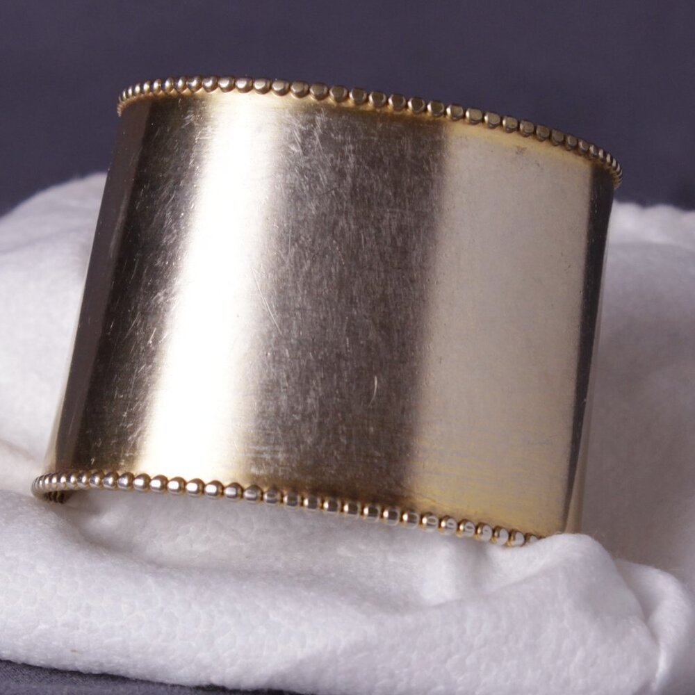 Monet Gold Tone 2" Wide Domed Classic Cuff Bracelet with beaded border